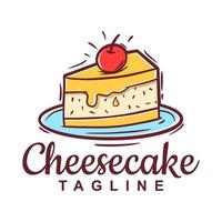 Hand drawn cheesecake logo template vector