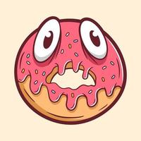 Funny monster doughnut cartoon illustration vector