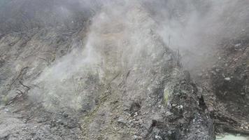 White crater view with foggy weather in bandung, Indonesia video