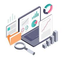 ilustración del concepto de análisis de datos informáticos isométricos vector