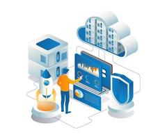 Startup web developer isometric illustration vector