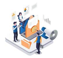 Digital marketing target email team isometric illustration concept vector