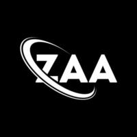 logotipo de zaa. letra zaa. diseño del logotipo de la letra zaa. logotipo de las iniciales zaa vinculado con un círculo y un logotipo de monograma en mayúsculas. tipografía zaa para tecnología, negocios y marca inmobiliaria. vector