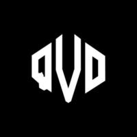 QVO letter logo design with polygon shape. QVO polygon and cube shape logo design. QVO hexagon vector logo template white and black colors. QVO monogram, business and real estate logo.