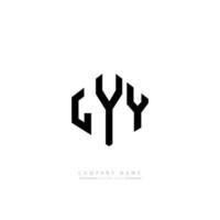 LYY letter logo design with polygon shape. LYY polygon and cube shape logo design. LYY hexagon vector logo template white and black colors. LYY monogram, business and real estate logo.