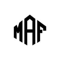 diseño de logotipo de letra maf con forma de polígono. diseño de logotipo en forma de cubo y polígono maf. maf hexágono vector logo plantilla colores blanco y negro. monograma maf, logotipo comercial e inmobiliario.