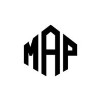 diseño de logotipo de carta de mapa con forma de polígono. mapa de polígono y diseño de logotipo en forma de cubo. mapa hexágono vector logo plantilla colores blanco y negro. monograma de mapa, logotipo comercial y inmobiliario.