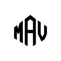 MAV letter logo design with polygon shape. MAV polygon and cube shape logo design. MAV hexagon vector logo template white and black colors. MAV monogram, business and real estate logo.