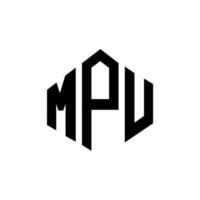 MPU letter logo design with polygon shape. MPU polygon and cube shape logo design. MPU hexagon vector logo template white and black colors. MPU monogram, business and real estate logo.