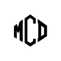 MCD letter logo design with polygon shape. MCD polygon and cube shape logo design. MCD hexagon vector logo template white and black colors. MCD monogram, business and real estate logo.