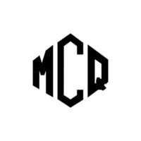 MCQ letter logo design with polygon shape. MCQ polygon and cube shape logo design. MCQ hexagon vector logo template white and black colors. MCQ monogram, business and real estate logo.