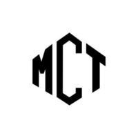 MCT letter logo design with polygon shape. MCT polygon and cube shape logo design. MCT hexagon vector logo template white and black colors. MCT monogram, business and real estate logo.