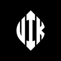 diseño de logotipo de letra de círculo uik con forma de círculo y elipse. uik letras elipses con estilo tipográfico. las tres iniciales forman un logo circular. vector de marca de letra de monograma abstracto del emblema del círculo uik.