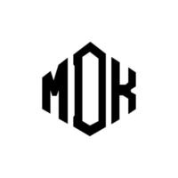 MDK letter logo design with polygon shape. MDK polygon and cube shape logo design. MDK hexagon vector logo template white and black colors. MDK monogram, business and real estate logo.