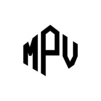 MPV letter logo design with polygon shape. MPV polygon and cube shape logo design. MPV hexagon vector logo template white and black colors. MPV monogram, business and real estate logo.