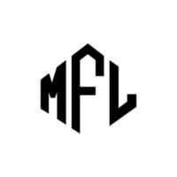 MFL letter logo design with polygon shape. MFL polygon and cube shape logo design. MFL hexagon vector logo template white and black colors. MFL monogram, business and real estate logo.