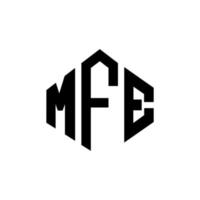 MFE letter logo design with polygon shape. MFE polygon and cube shape logo design. MFE hexagon vector logo template white and black colors. MFE monogram, business and real estate logo.