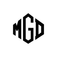 MGD letter logo design with polygon shape. MGD polygon and cube shape logo design. MGD hexagon vector logo template white and black colors. MGD monogram, business and real estate logo.