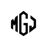 diseño de logotipo de letra mgj con forma de polígono. diseño de logotipo en forma de cubo y polígono mgj. mgj hexágono vector logo plantilla colores blanco y negro. monograma mgj, logotipo empresarial y inmobiliario.