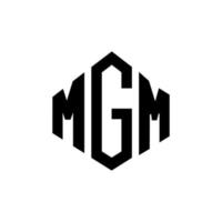 MGM letter logo design with polygon shape. MGM polygon and cube shape logo design. MGM hexagon vector logo template white and black colors. MGM monogram, business and real estate logo.