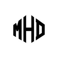 diseño de logotipo de letra mhd con forma de polígono. diseño de logotipo en forma de cubo y polígono mhd. plantilla de logotipo vectorial hexagonal mhd colores blanco y negro. Monograma mhd, logotipo comercial e inmobiliario. vector