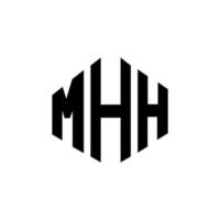 diseño de logotipo de letra mhh con forma de polígono. mhh polígono y diseño de logotipo en forma de cubo. mhh hexágono vector logo plantilla colores blanco y negro. monograma mhh, logotipo comercial y inmobiliario.