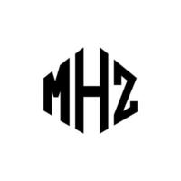 MHZ letter logo design with polygon shape. MHZ polygon and cube shape logo design. MHZ hexagon vector logo template white and black colors. MHZ monogram, business and real estate logo.
