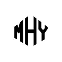 diseño de logotipo de letra mhy con forma de polígono. mhy polígono y diseño de logotipo en forma de cubo. mhy hexágono vector logo plantilla colores blanco y negro. mhy monograma, logotipo comercial e inmobiliario.