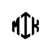 diseño de logotipo de letra mik con forma de polígono. mik polígono y diseño de logotipo en forma de cubo. mik hexagon vector logo plantilla colores blanco y negro. monograma mik, logotipo de negocios e inmobiliario.