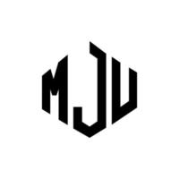 MJU letter logo design with polygon shape. MJU polygon and cube shape logo design. MJU hexagon vector logo template white and black colors. MJU monogram, business and real estate logo.