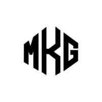 MKG letter logo design with polygon shape. MKG polygon and cube shape logo design. MKG hexagon vector logo template white and black colors. MKG monogram, business and real estate logo.