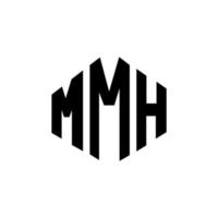 MMH letter logo design with polygon shape. MMH polygon and cube shape logo design. MMH hexagon vector logo template white and black colors. MMH monogram, business and real estate logo.