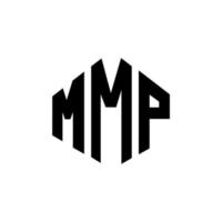 diseño de logotipo de letra mmp con forma de polígono. diseño de logotipo en forma de cubo y polígono mmp. mmp hexágono vector logo plantilla colores blanco y negro. monograma mmp, logotipo empresarial y inmobiliario.