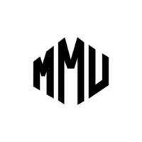 diseño de logotipo de letra mmu con forma de polígono. diseño de logotipo en forma de cubo y polígono mmu. mmu hexágono vector logo plantilla colores blanco y negro. monograma mmu, logotipo comercial y inmobiliario.