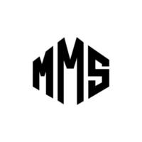 MMS letter logo design with polygon shape. MMS polygon and cube shape logo design. MMS hexagon vector logo template white and black colors. MMS monogram, business and real estate logo.