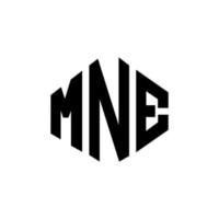 MNE letter logo design with polygon shape. MNE polygon and cube shape logo design. MNE hexagon vector logo template white and black colors. MNE monogram, business and real estate logo.