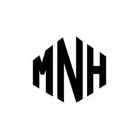 MNH letter logo design with polygon shape. MNH polygon and cube shape logo design. MNH hexagon vector logo template white and black colors. MNH monogram, business and real estate logo.