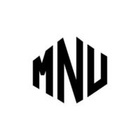 MNU letter logo design with polygon shape. MNU polygon and cube shape logo design. MNU hexagon vector logo template white and black colors. MNU monogram, business and real estate logo.