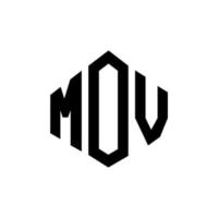 MOV letter logo design with polygon shape. MOV polygon and cube shape logo design. MOV hexagon vector logo template white and black colors. MOV monogram, business and real estate logo.