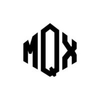 MQX letter logo design with polygon shape. MQX polygon and cube shape logo design. MQX hexagon vector logo template white and black colors. MQX monogram, business and real estate logo.