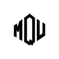 MQU letter logo design with polygon shape. MQU polygon and cube shape logo design. MQU hexagon vector logo template white and black colors. MQU monogram, business and real estate logo.