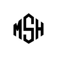 diseño de logotipo de letra msh con forma de polígono. Diseño de logotipo en forma de cubo y polígono msh. msh hexagon vector logo plantilla colores blanco y negro. monograma msh, logotipo empresarial y inmobiliario.