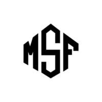 diseño de logotipo de letra msf con forma de polígono. diseño de logotipo de forma de cubo y polígono msf. plantilla de logotipo vectorial hexagonal msf colores blanco y negro. monograma msf, logotipo empresarial y inmobiliario. vector