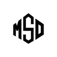 MSO letter logo design with polygon shape. MSO polygon and cube shape logo design. MSO hexagon vector logo template white and black colors. MSO monogram, business and real estate logo.