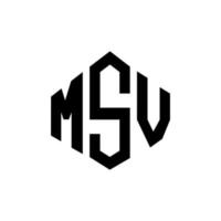 diseño de logotipo de letra msv con forma de polígono. diseño de logotipo en forma de cubo y polígono msv. plantilla de logotipo vectorial hexagonal msv colores blanco y negro. monograma msv, logotipo empresarial y inmobiliario. vector