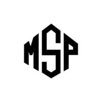 MSP letter logo design with polygon shape. MSP polygon and cube shape logo design. MSP hexagon vector logo template white and black colors. MSP monogram, business and real estate logo.