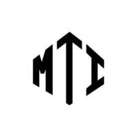 MTI letter logo design with polygon shape. MTI polygon and cube shape logo design. MTI hexagon vector logo template white and black colors. MTI monogram, business and real estate logo.