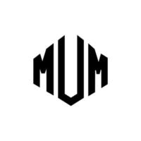 MUM letter logo design with polygon shape. MUM polygon and cube shape logo design. MUM hexagon vector logo template white and black colors. MUM monogram, business and real estate logo.