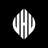 diseño de logotipo de letra de círculo uhu con forma de círculo y elipse. uhu letras elipses con estilo tipográfico. las tres iniciales forman un logo circular. vector de marca de letra de monograma abstracto del emblema del círculo uhu.