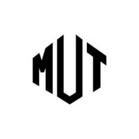 MUT letter logo design with polygon shape. MUT polygon and cube shape logo design. MUT hexagon vector logo template white and black colors. MUT monogram, business and real estate logo.